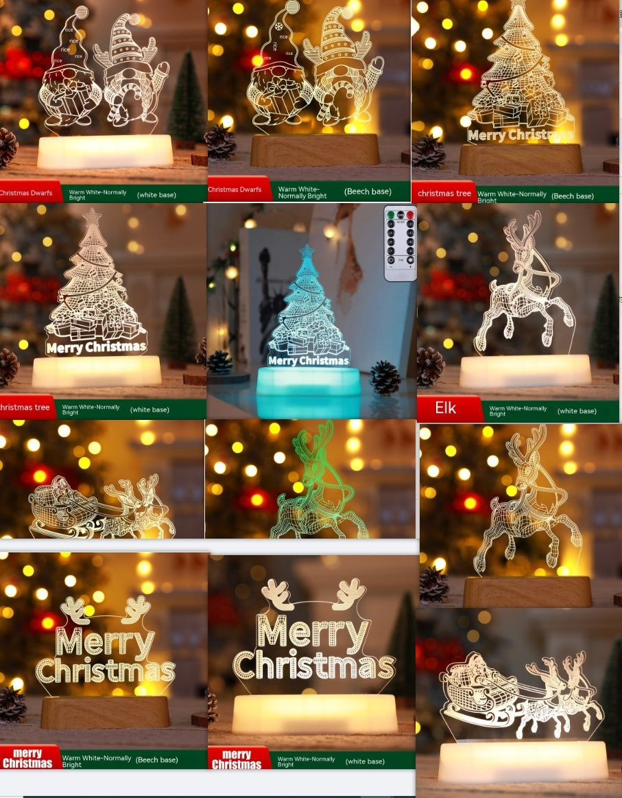 3D Christmas LED Lamp – Acrylic Night Light Holiday Decoration