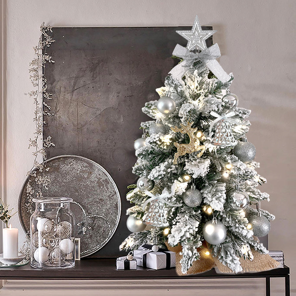 2ft Mini Snowy Christmas Tree with Lights – Tabletop Holiday Decoration